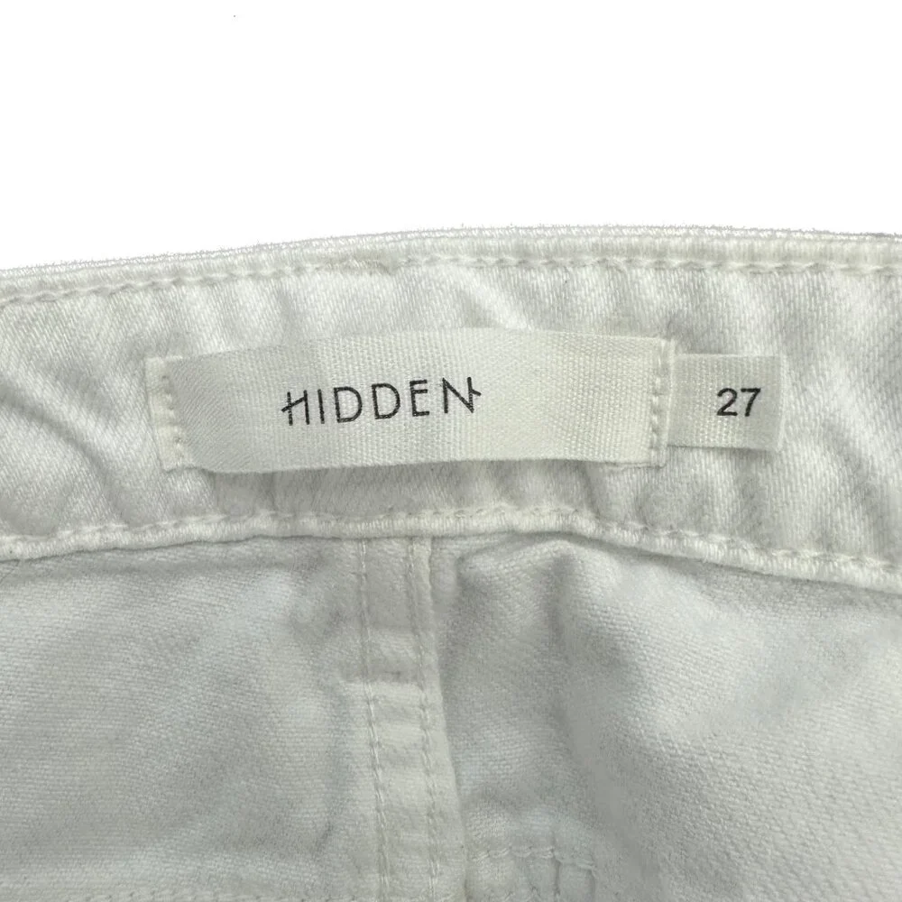 Hidden Distressed Raw Hem‎ Ankle Women's size 27 White Denim Jeans
